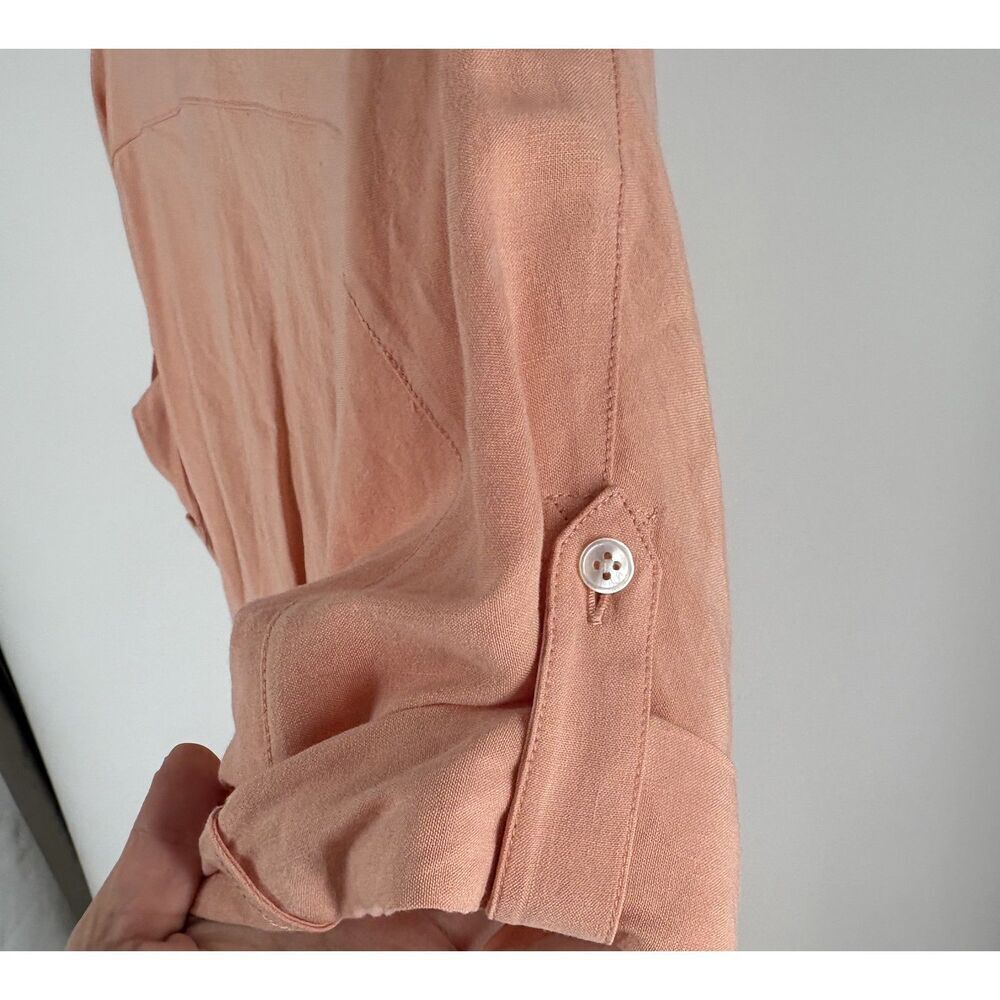 Veronica Beard Blush Pink Pleated Shirt Dress | Button Front Mid - Picture 6 of 12